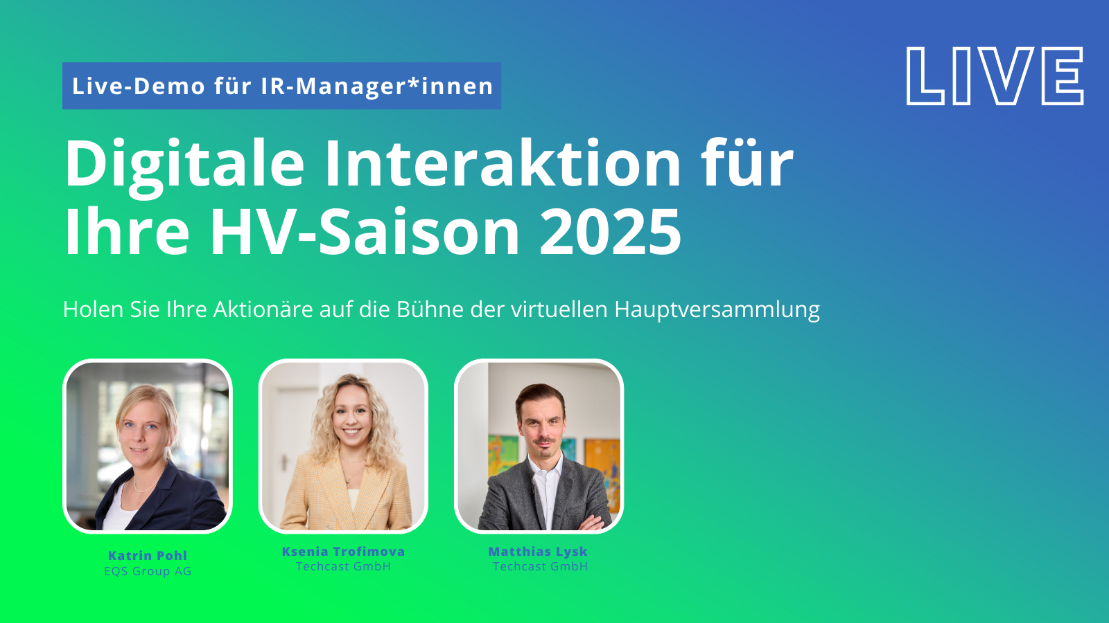 Anmelden zu Techcast-Demo